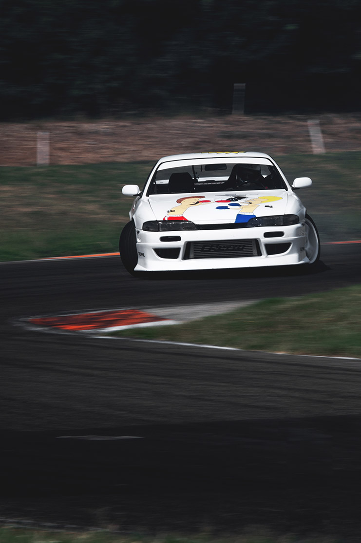 Rizphel drifting in his Nissan Silvia S14 at Castelletto Circuit di Branduzzo